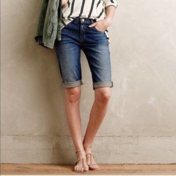 J Brand Saturn Cuffed Denim Shorts Bermuda Knee-Length 5-Pocket Style Jorts 27 - Picture 1 of 9